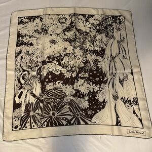 Vintage Louis Feraud 30” Silk Cream and Chocolate Square Scarf